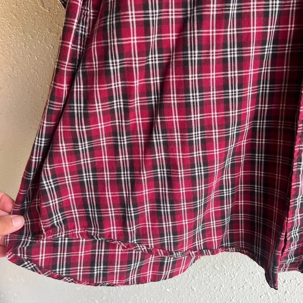Wrangler Cool River Cotton Classic Red Plaid Men's Shirt - Picture 4 of 5